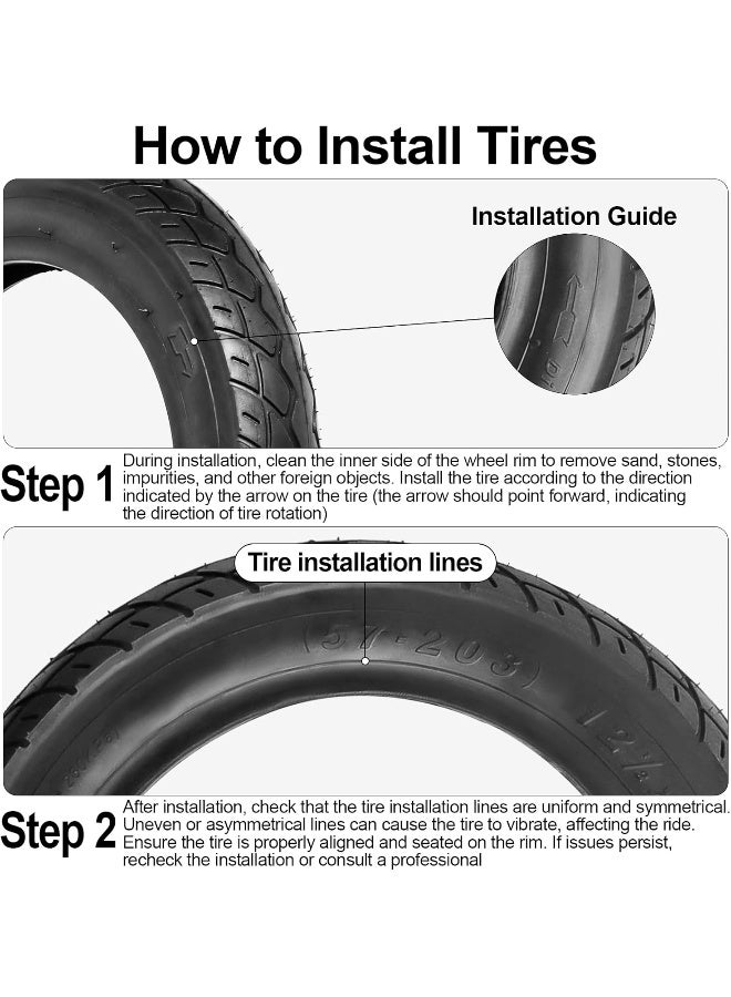 Wadoy 12 1/2 x2 1/4 Tire and Tube Set and 12.5'' x 1.75/2.15 Front Wheel, Compatible with BOB Stroller Revolution Se Pro Flex Jogging Duallie Stroller - Image 5