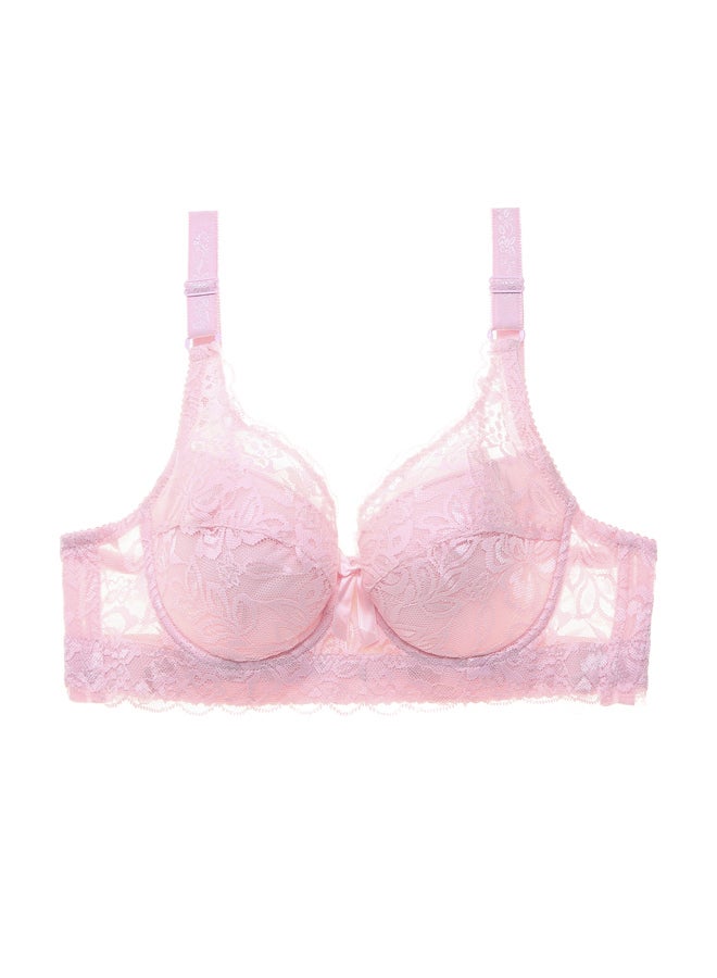 Lace Trimmed Push Up Underwire Bra Plus Size Adjustable Side Slimming Design Underwear Thin Cotton Cups Breathable Mesh Bra  - Image 1