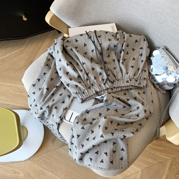 [, Three-Dimensional Waist Head] 2024 Thin Bow Embroidered Wide Leg Pants High Waist Straight Casual - Image 1