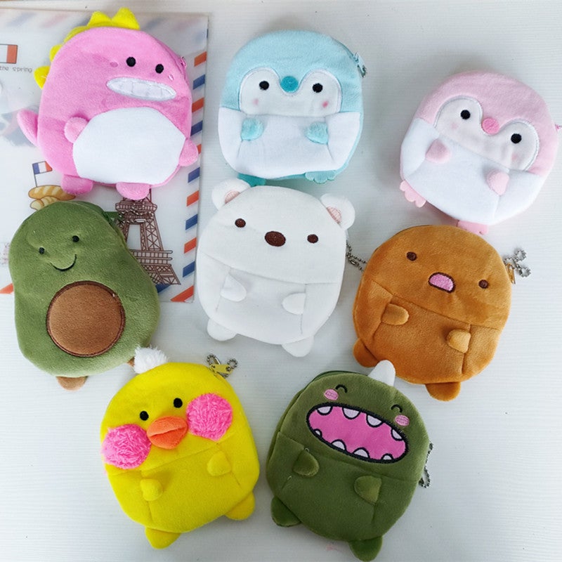 Cross-Border Girl heart cute bag pendant small dinosaur cartoon avocado coin purse plush unicorn small money bag - Image 2