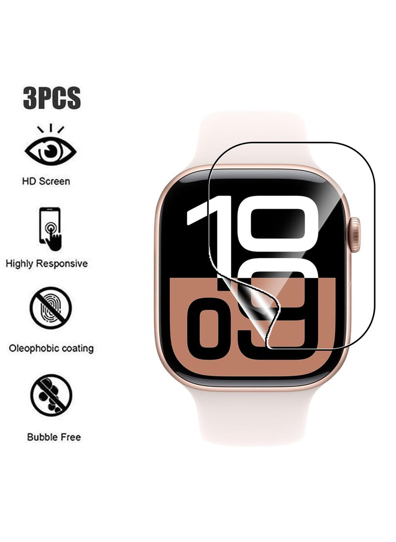 3 Pack Screen Protector for Apple Watch Series 10 42mm Flexible TPU Full Coverage 3D Curved Screen Film for Apple Watch Series 10 42mm