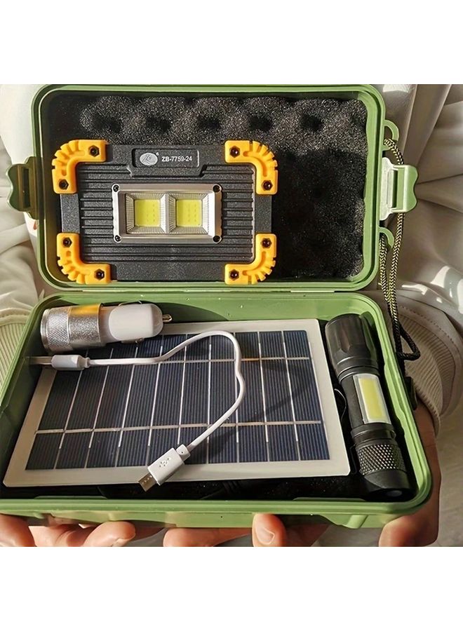 Foldable Portable Solar Panel Kit With Mini Flashlight For Camping RV Off Grid System - Image 2