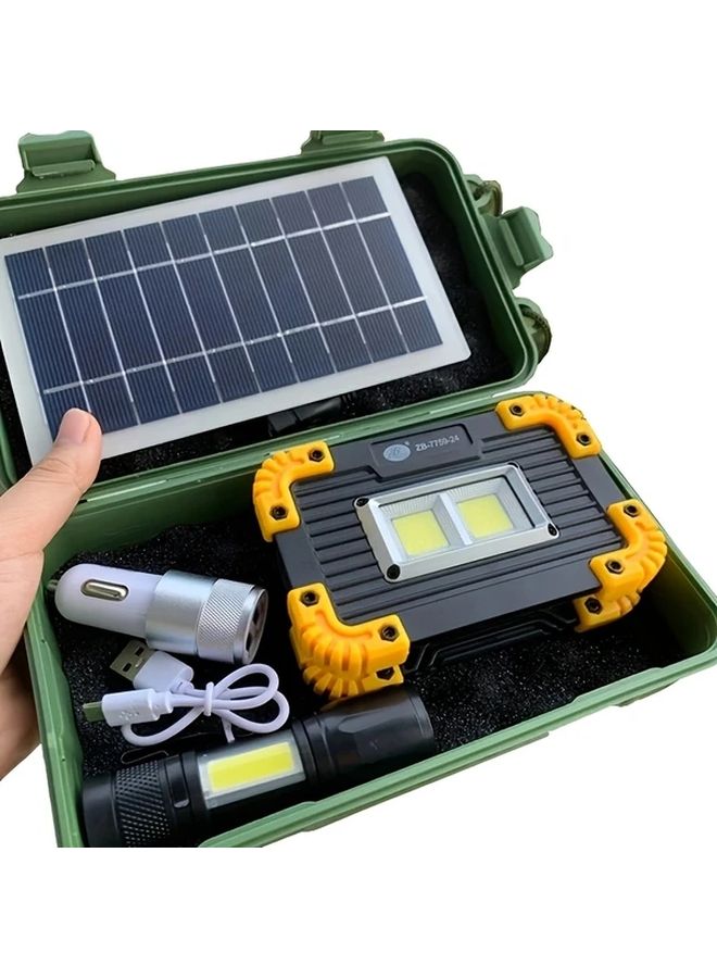 Foldable Portable Solar Panel Kit With Mini Flashlight For Camping RV Off Grid System - Image 1
