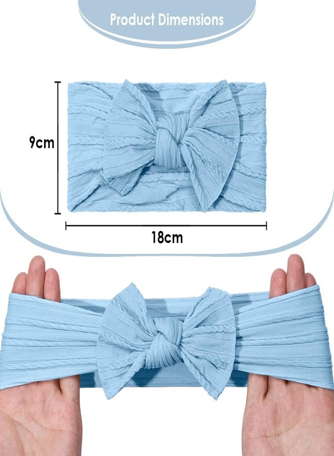 SYGA Pack of 3Baby Headbands Soft Nylon Bow Hairbands Strechable for Newborns, Infants, Toddlers and Kids 0-3 Years(NavyBlue-Blue-MintGreen) - Image 3
