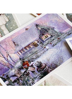 Bimotif Glitter postcard, Christmas, red house and snowman Set (12 pieces)  - Image 2