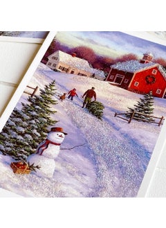 Bimotif Glitter postcard, Christmas, red house and snowman Set (12 pieces)  - Image 3