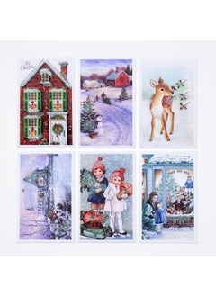 Bimotif Glitter postcard, Christmas, red house and snowman Set (12 pieces)  - Image 4