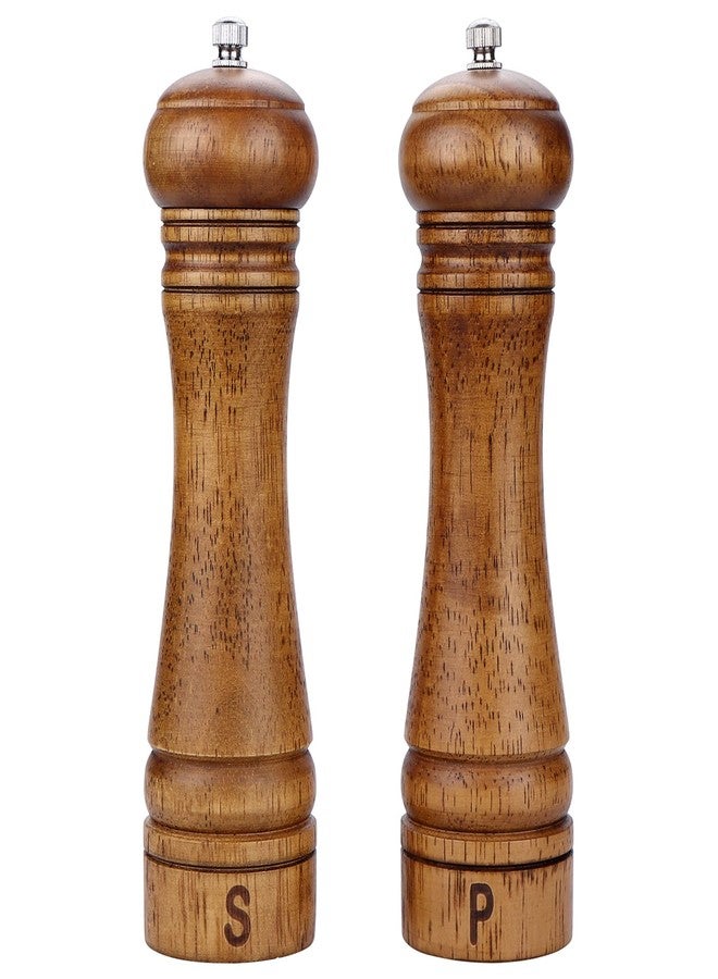 Gulex® Wood Pepper Grinder Pepper Mill,Adjustable Coarseness 8 Inch Wooden Peppermill, Ceramic Grinding Mechanism Salt Mill Refillable (1 pack) (Dark-2PC) - Image 1