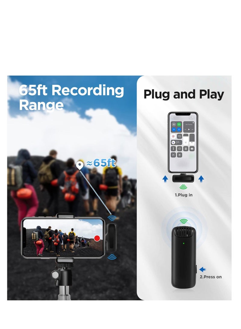 SYOSI Wireless Lavalier Microphone, for iPhone iPad, Dual Clip on Lapel Mic with Charging Case, Plug-Play Mini Microphones Noise Reduction Video Recording, Live Streaming, YouTube - Image 2