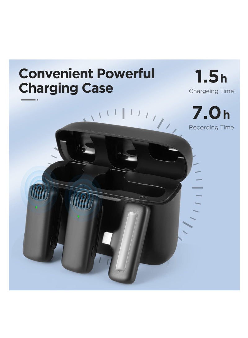 SYOSI Wireless Lavalier Microphone, for iPhone iPad, Dual Clip on Lapel Mic with Charging Case, Plug-Play Mini Microphones Noise Reduction Video Recording, Live Streaming, YouTube - Image 4