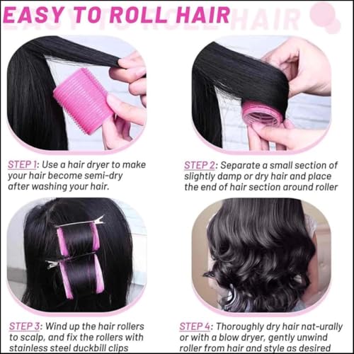 Scarlet Line Professional Hair Curling Rollers Volumizer Set of 4 Self-Grip Hair Rollers for Hair Styling for Women - Image 2