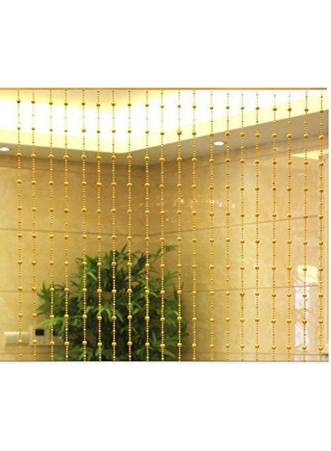 بينديا ستارة من الخرز من Pindia بطول 7 أقدام، ذهبية لامعة، باب ونافذة، خيط من الخرز، قضيب قص شفاف، تعليق في الغرفة - ذهبي - 7 × 4 أقدام - Image 1