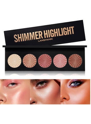 Highlighter Powder Palette, Makeup Palette Facial Bronzers Illuminator Palette Highlighter Baked Waterproof Long Lasting Brilliant Lighten Skin 5Color - pzsku/ZFAEB757E96B47F4B9114Z/45/_/1719117923/afad537f-c91a-40c0-bbf5-9e2eb933100f