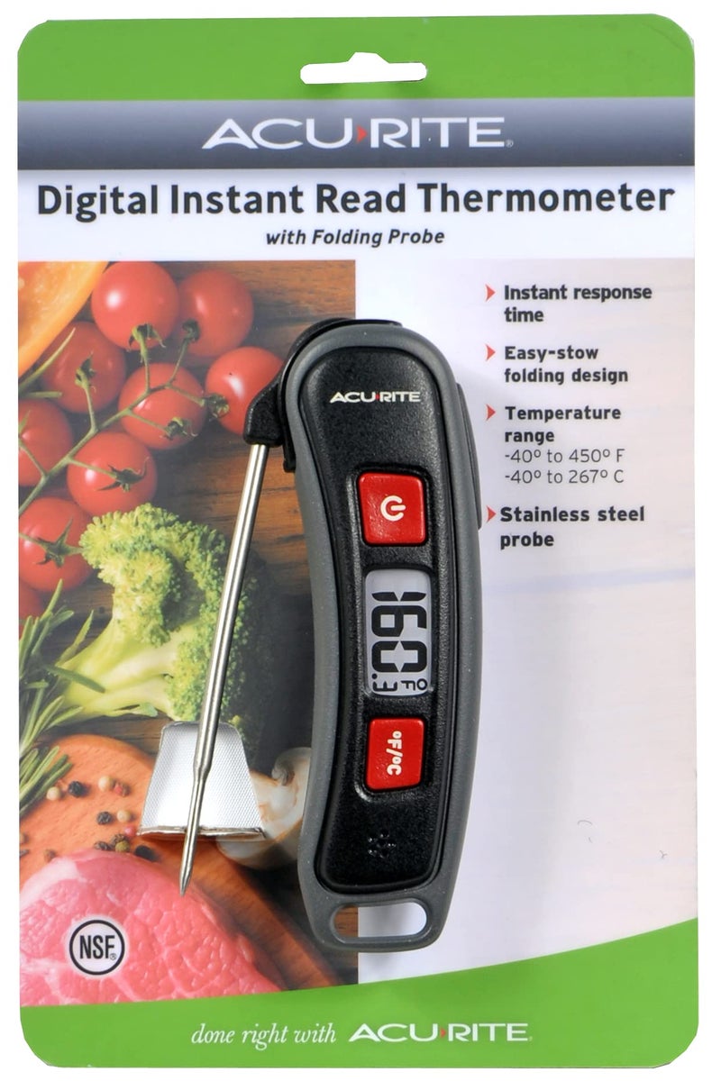 AcuRite, Multicolor Digital Instant Read Thermometer with Folding Probe, 5" L, 3.3" - Image 2
