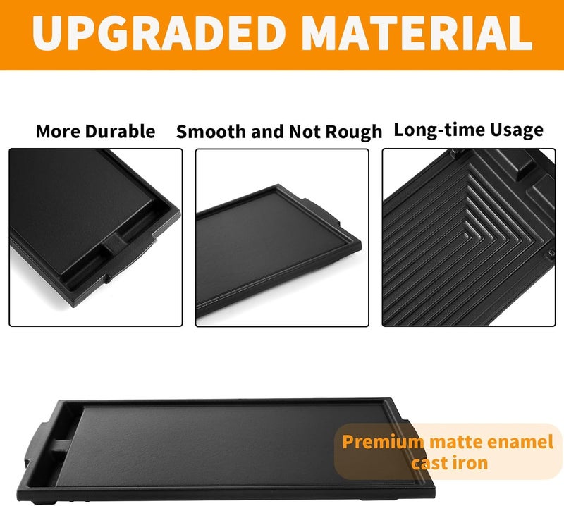 atgestore Upgraded W10432544 Griddle Replacement for Whirlpool Stove Parts 19.7" x 7.8" Cast Iron Range Griddle Plate W10432539 KitchenAid Kenmore Jennair Maytag Gas Cooktop Parts Burner Griddle Flat Top Pan - Image 3