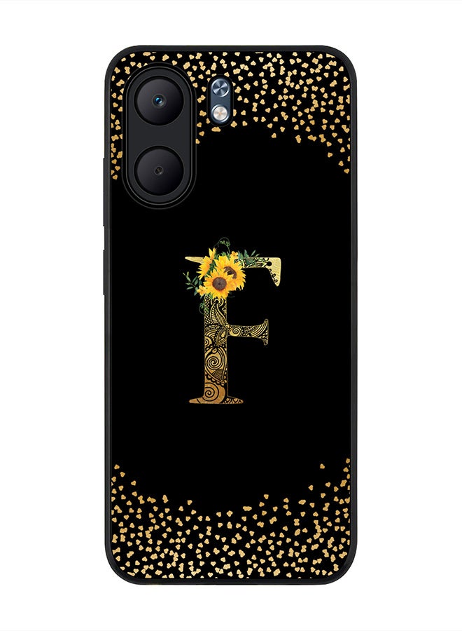 Stylizedd For Oppo A5x 5G / A5x 4G Case,Slim fit Camera Protection, Shockproof Thin Phone cover  - Custom Floral Monogram - F ( Black )