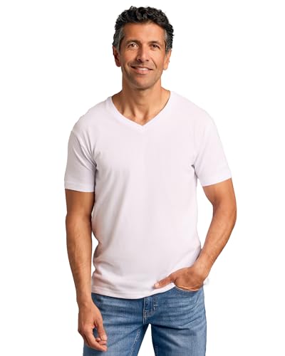 True Classic Mens V Neck T Shirts – Cotton V Neck T Shirts for Men, V-Neck Mens T-Shirts and Undershirts for Men Pack/Singles, Pack of 1, White, XL - Image 1