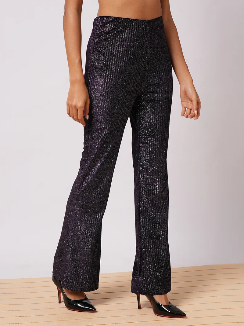 globus Women Magic Shimmer Flared High-Rise Trousers