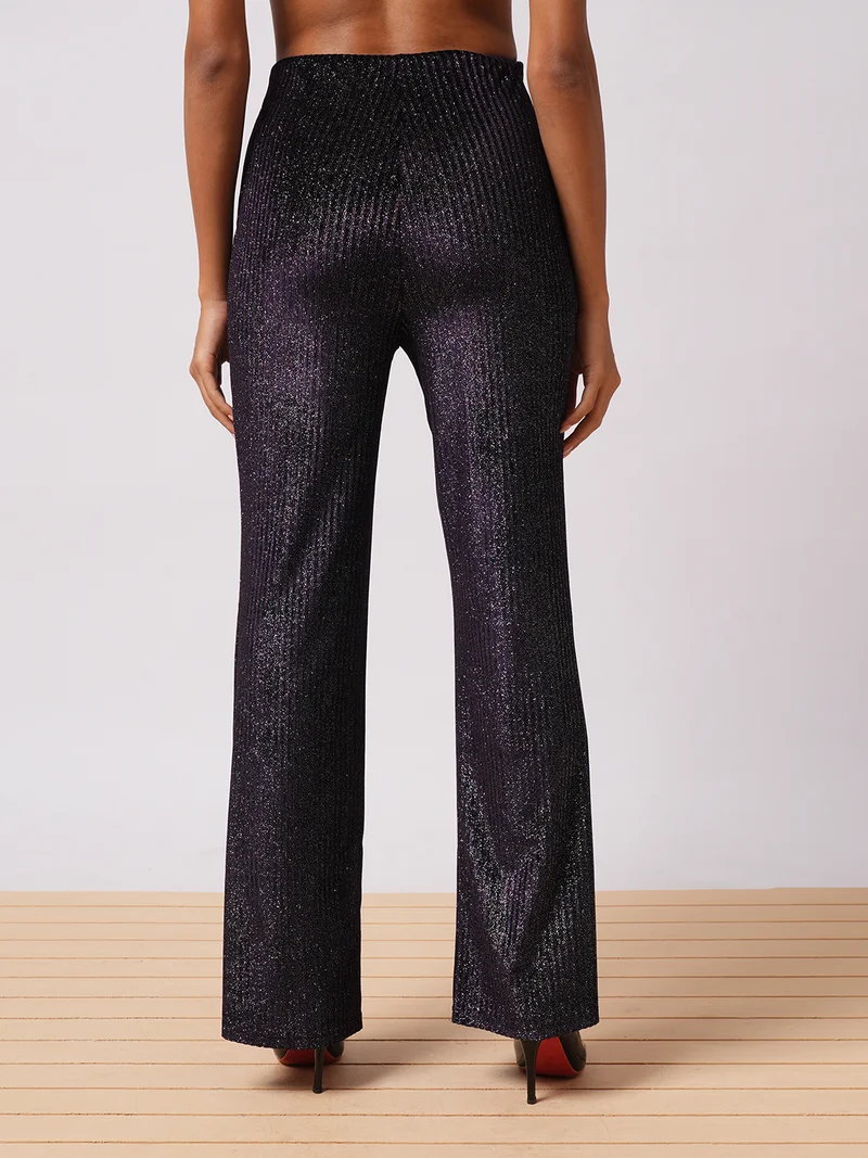globus Women Magic Shimmer Flared High-Rise Trousers