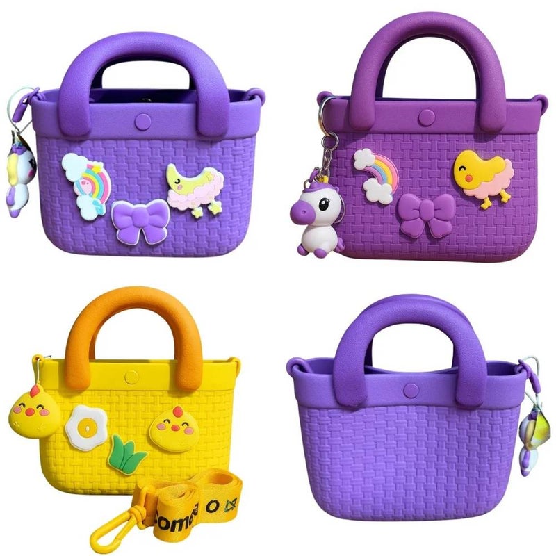 Portable Cartoon Designed Multiple Color and Designed Shower Basket Bag Single Piece- Multicolor
