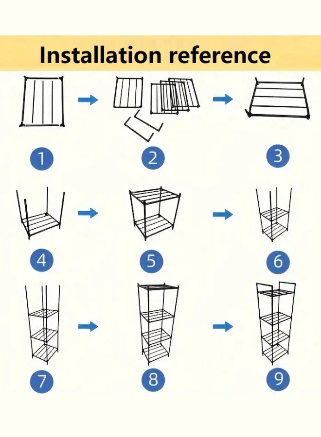 BUPY 4-Tier Kitchen Storage Rack with Wheels - High Quality Metal Pipes Storage Shelves for Home Bathroom, Kitchen, Balcony and Garden (Black) - Image 2