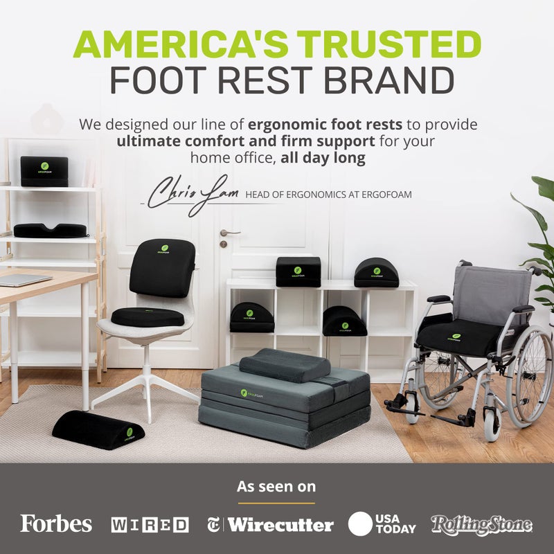ErgoFoam Foot Rest for Under Desk at Work Adjustable - Chiropractor-Endorsed, High-Density Foam, Velvet (Black) - Image 5