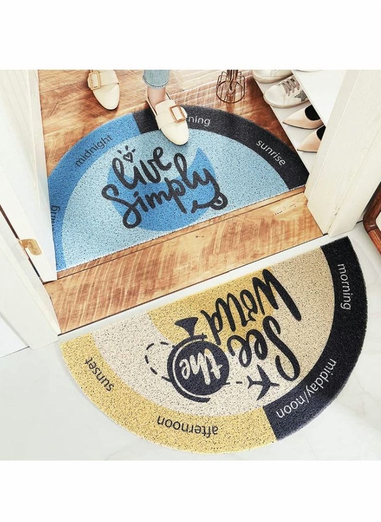 Y&D - Semicircle Door Mat, Creative Half Round Area Rug Anti Slip Welcome Doormat for Front Inside Outside Entry, Outdoor Floor Mat Home Decor, Non-Woven Fabric Patio (40X80cm) - Image 1