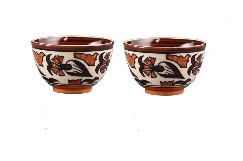 Caffeine Ceramic Handmade Flower Print Dessert Bowl (Set of 4, 150 ml) - Image 2