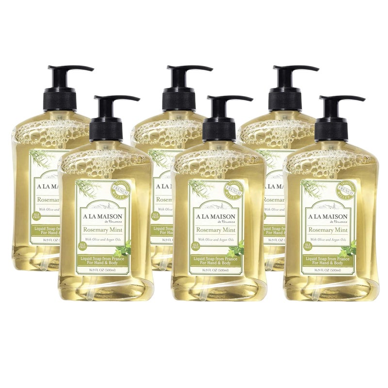 A LA MAISON Liquid Soap - Uses: Hand and Body, Triple Milled, Essential Oils, Biodegradable, Plant Based, Vegan, Cruelty-Free, Alcohol & Paraben Free (16.9 oz, 6 Pack) - Image 1