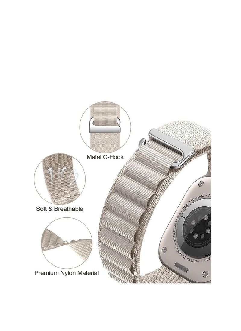 دينكس مجموعة من 4 أحزمة Alpine Loop من النايلون الرياضي المنسوج لساعة Apple Watch مقاس 49 مم/45 مم/44 مم متوافقة مع iWatch Series 8/Ultra/7/SE/6/5/4/3/2/8 باللون الأبيض/الأخضر/البرتقالي/الأسود  - Image 2