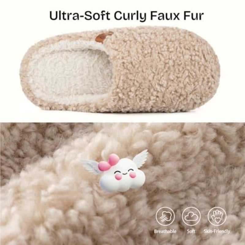 EverFoams Women's Fuzzy Slip-on Slippers Soft Comfy Memory Foam Indoor House Shoes - Image 5