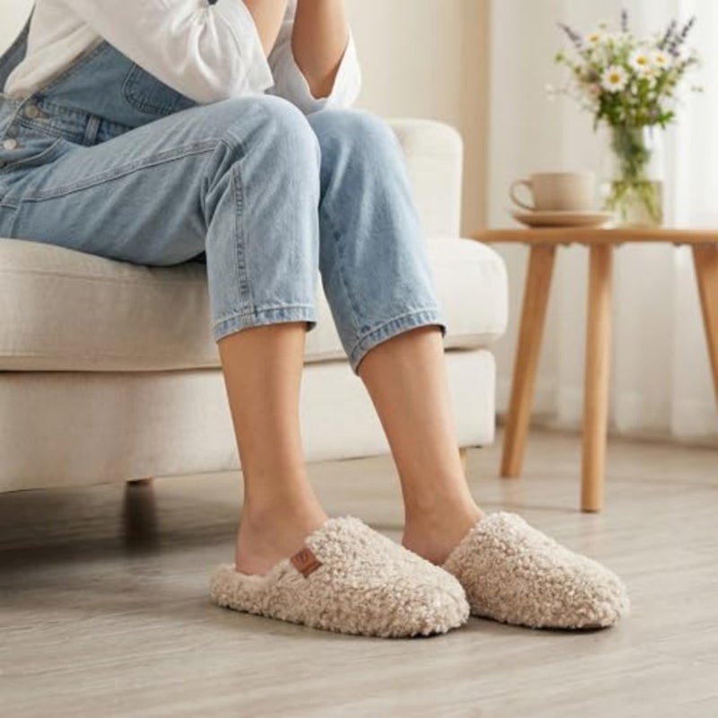 EverFoams Women's Fuzzy Slip-on Slippers Soft Comfy Memory Foam Indoor House Shoes - Image 2