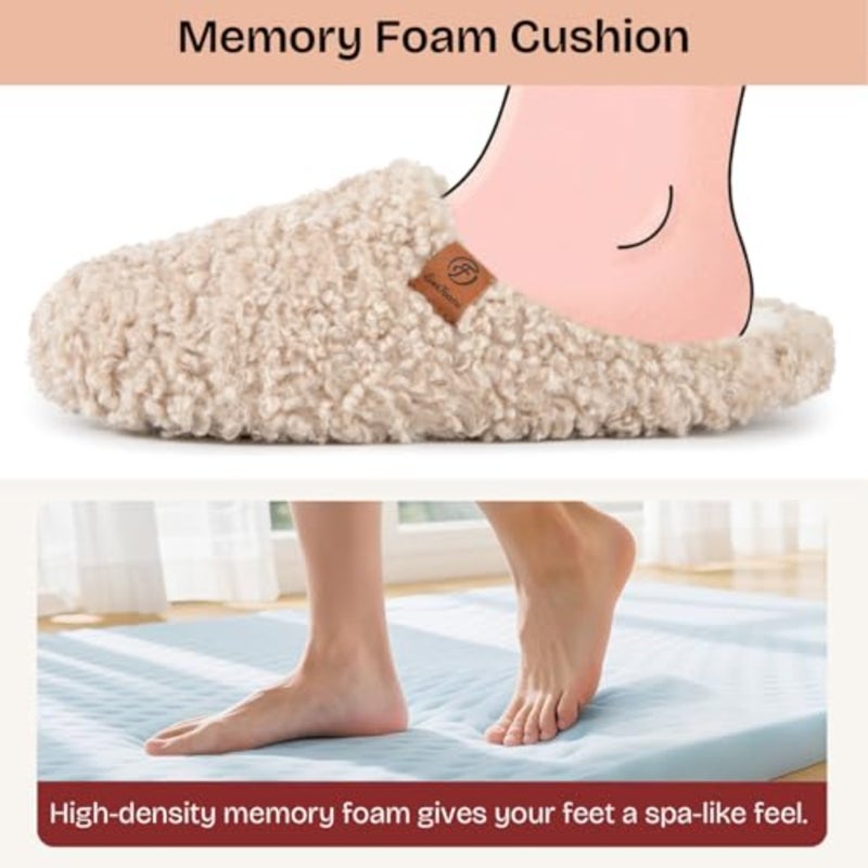 EverFoams Women's Fuzzy Slip-on Slippers Soft Comfy Memory Foam Indoor House Shoes - Image 4
