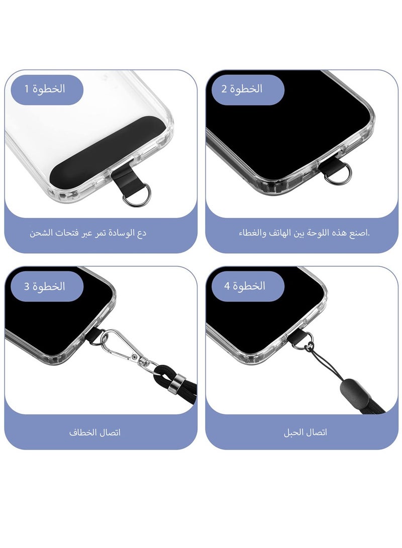 2-Piece Phone Lanyard, Universal Crossbody Phone Lanyard, Multi-Purpose Nylon Patch, Adjustable Shoulder and Neck Straps, Compatible with Most Smartphones, Two Lengths (Black)  - Image 3