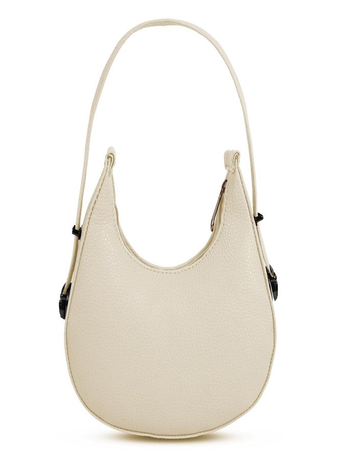Dcozi Women PU Hobo Handbag Shoulder Sling Bag/Crossbody Bag Half Moon Shape - SB05 (Beige) - Image 2