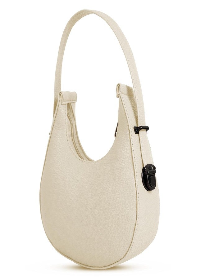 Dcozi Women PU Hobo Handbag Shoulder Sling Bag/Crossbody Bag Half Moon Shape - SB05 (Beige) - Image 1