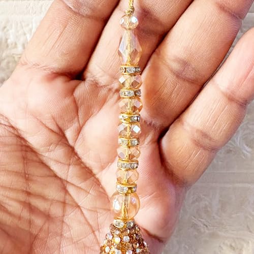 Adikala Craft Store Handmade Ethnic Latkan Tassel Set of 2 for Saree Pallu, Blouse, Suits, Dupatta, Lehenga Decor (Golden D5) - Image 3