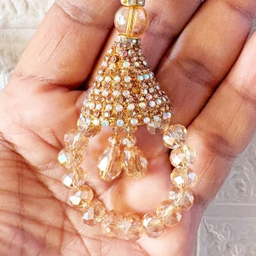 Adikala Craft Store Handmade Ethnic Latkan Tassel Set of 2 for Saree Pallu, Blouse, Suits, Dupatta, Lehenga Decor (Golden D5) - Image 2