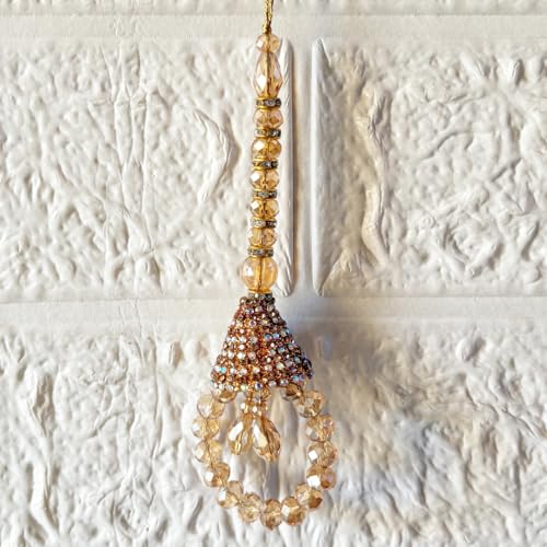 Adikala Craft Store Handmade Ethnic Latkan Tassel Set of 2 for Saree Pallu, Blouse, Suits, Dupatta, Lehenga Decor (Golden D5) - Image 5