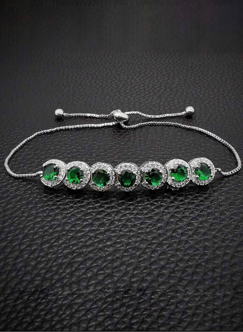 Equal Luxury & Elegant Women's Silver Plated Bracelet Cubic Zirconia - Image 1