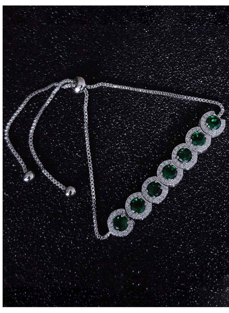 Equal Luxury & Elegant Women's Silver Plated Bracelet Cubic Zirconia - Image 2