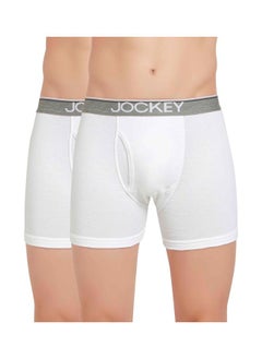 JOCKEY جوكي 8009 سروال بوكسر رجالي من القطن الممشط للغاية مع حزام خصر فائق النعومة، عبوة من قطعتين  - Image 1