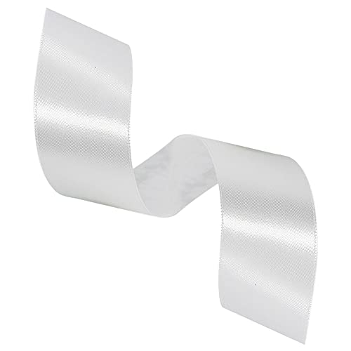 HLOMVE Solid Color White Satin Ribbon, 1-1/2 Inches x 25 Yards Fabric Satin Ribbon for Gift Wrapping, Crafts, Hair Bows Making, Wreath, Wedding Party Decoration and Other Sewing Projects - Image 2