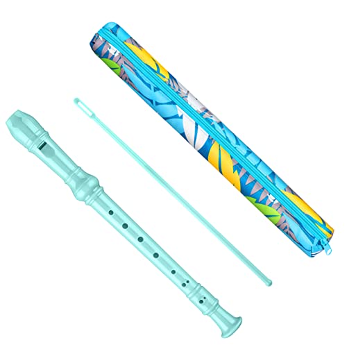Yop-yes Soprano Recorder Instrument for Kids Beginners Student German Fingering C Key Recorder Instrument 3 Piece with Cleaning Rod and Bag Fingering Chart(Lake Green) - Image 1