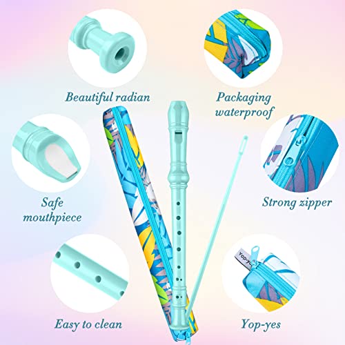 Yop-yes Soprano Recorder Instrument for Kids Beginners Student German Fingering C Key Recorder Instrument 3 Piece with Cleaning Rod and Bag Fingering Chart(Lake Green) - Image 3