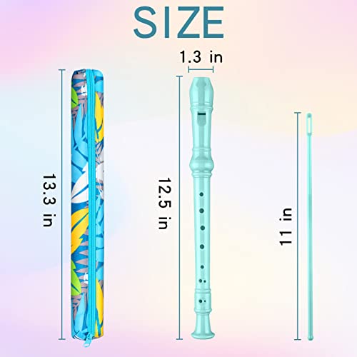 Yop-yes Soprano Recorder Instrument for Kids Beginners Student German Fingering C Key Recorder Instrument 3 Piece with Cleaning Rod and Bag Fingering Chart(Lake Green) - Image 2