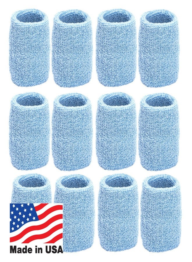 TOURNA Unique Sports Wristbands/Sweatbands Pack of 12 (6 Pair) Light Blue - Image 2