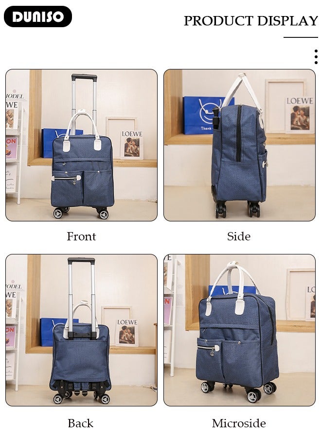 DUNISO Expandable Carry-on Luggage Set,Lightweight Pull Rod Bag,Expandable Wheeled Soft Suitcase,Men's and Women's Carrying Fabric Duffel Bag,Large Capacity Wear-resistant Oxford Fabric Travel Luggage Set for Unisex Travel,2 Piece Set(Tote and Trolley Suitcase) - Image 3