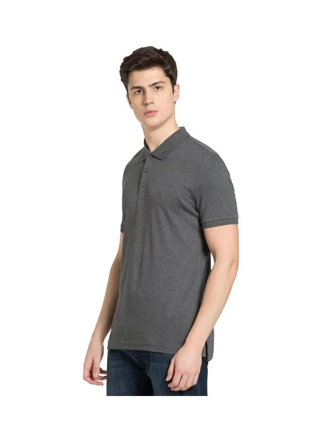 JOCKEY Charcoal Melange 3912 Men Super Combed Cotton Rich Solid Half Sleeve Polo T Shirt for Men | Best Price UAE