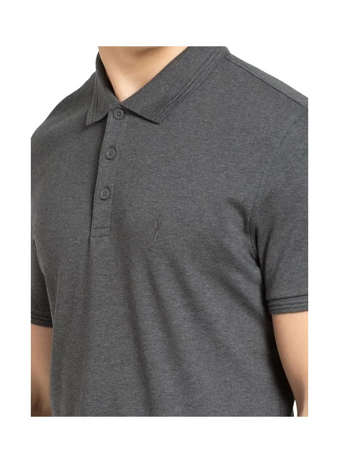 JOCKEY Charcoal Melange 3912 Men Super Combed Cotton Rich Solid Half Sleeve Polo T Shirt for Men | Best Price UAE